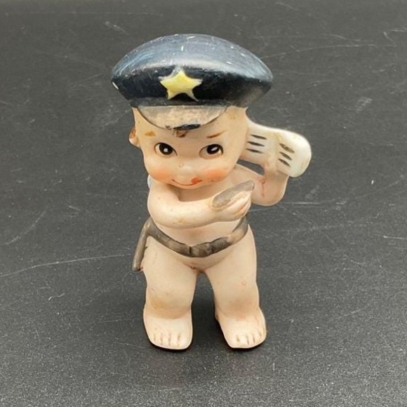 Vintage Lefton Kewpie Police Officer Figurine 3″ Tall Bisque Japan Collectible - Picture 1 of 7